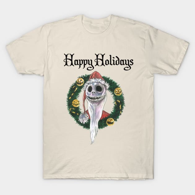 Jack Skellington Happy Holidays T-Shirt by Beau Berkley Art